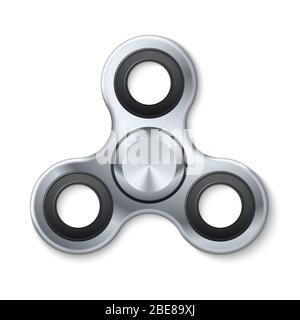 Realistischer Handzapfensieg. Moderne Stressabbau und Meditation Spielzeug Vektor Illustration isoliert. Mechanische Ringrolle mit Anti-Stress-Schutz Stock Vektor