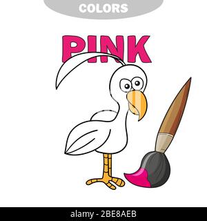 Malbuch - Finny Bird. Lerne Farben - rosa Stock Vektor