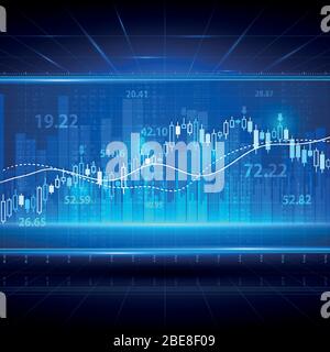 Finanz- und Business-Abstract Hintergrund mit Kerze Stick Diagramm. Vektorkonzept für Aktienanlagen. Grafik und Grafik der Börse für Finanzanlagen Stock Vektor