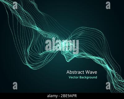 Dynamische Partikel-Array, 3d abstrakte Musik Welle. Konzept des Dynamikvektors. Digitale Muster Bewegungsvisualisierung futuristische Illustration Stock Vektor