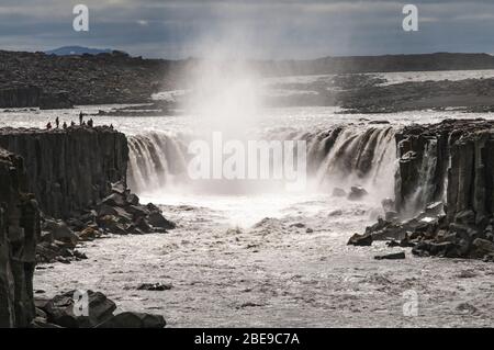 Selfoss Wasserfall auf dem Jokulsa ein Fjollum Fluss in Nordisland, Europa Stockfoto