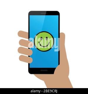 Happy Smiley Feedback in Smartphone Vektor-Illustration EPS10 Stock Vektor