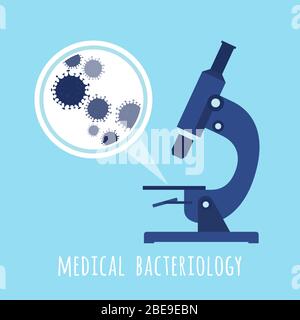 Mikroskop- und Zoomansicht von Bakterien. Gesundheit Medizin Biologie, Vektorgrafik Stock Vektor