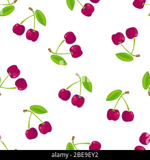 Nahtloses Muster mit Kirsche. Hintergrund Textur Dekoration. Vektor flache Abbildung Stock Vektor
