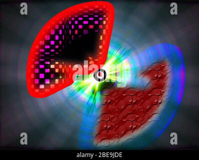 Abstraktes Bild. Farbenfroher Hintergrund. Geschwungene Linien und Formen mit einem schönen grafischen Design. Stockfoto