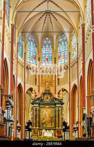 Innenraum der Kathedrale des Heiligen Salvators, Brügge, Flandern, Belgien Stockfoto