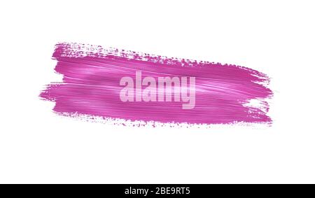 Rot gefärbte Pinselstrich-Pausen über isoliertem Hintergrund, Wasserfarben-Textur auf Leinwand, rosafarbener Lippenstiftverschlag Stockfoto