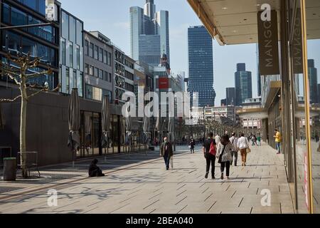 Zeil, wegen dem Coronavirus menschenleer, Innenstadt, Frankfurt am Main, Hessen, Deutschland Stockfoto