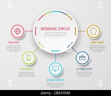 Infografik mit runder Grafik mit Schritt-Vektor-Vorlage für Geschäftsbericht und analytische Präsentation. Diagramm Schritt Fortschritt, Bericht und Präsentation Infografik Illustration Stock Vektor