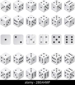 Isometrische 3d-Würfelkombination. Vektor Spiel Würfel isoliert. Sammlung für Glücksspiel App und Casino Konzept. Würfelspiel, Spielwürfel für Casino-Illustration Stock Vektor