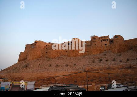 Jaisalmer Hügel Fort, Teilansicht, Jaisalmer, Rajasthan, Indien. Erbaut im Jahr 1156 n. Chr. Stockfoto