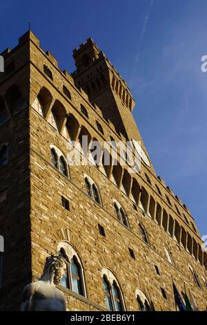 Neptun-Brunnen vor dem Palazzo Vecchio, Piazza della Signoria, Florenz, Toskana, Italien Stockfoto