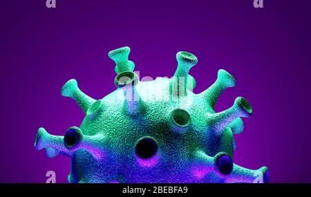 Eine abstrakte Virus Hintergrund 3D-Illustration. Covid-19 Coronavirus-Konzept. Stockfoto