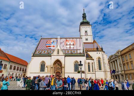 Kirche des Hl. Markus, Zagreb, Kroatien. Stockfoto