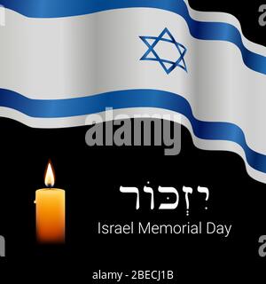 Banner mit Israel Memorial Day Design. Denken Sie daran, in Hebräisch. Stock Vektor