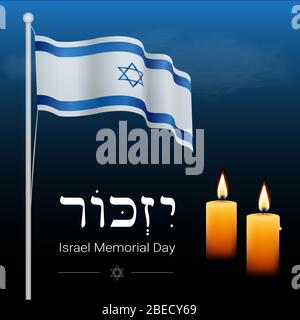 Banner mit Israel Memorial Day Design. Denken Sie daran, in Hebräisch. Stock Vektor