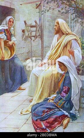 Harold Copping Jesus im Haus von Martha und Maria 400. Stockfoto