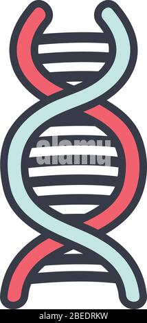 DNA-Symbol auf weißem Hintergrund, flacher Stil, Vektorgrafik Stock Vektor