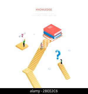 Wissenskonzept - modernes isometrisches Vektor-Webbanner Stock Vektor