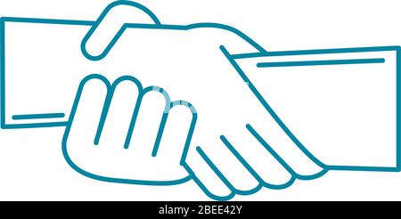 Glücklich Freundschaft Tag Feier zwei Hände unterstützen Geste Vektor Illustration Linie Stil Symbol Stock Vektor