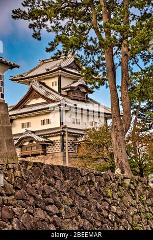 Blick auf Schloss Kanazawa, Kanazawa, Japan Stockfoto