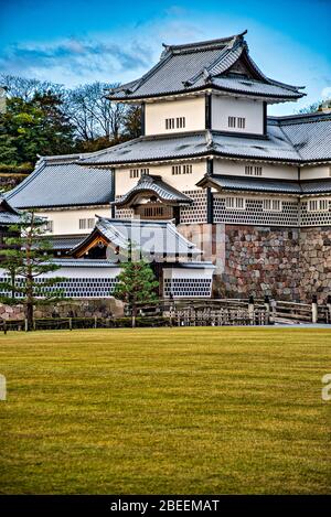 Blick auf Schloss Kanazawa, Kanazawa, Japan Stockfoto