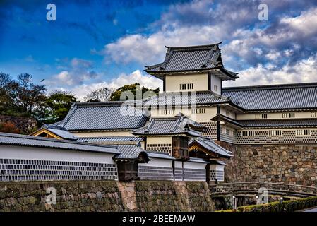 Blick auf Schloss Kanazawa, Kanazawa, Japan Stockfoto