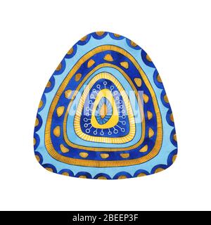 Aquarell geometrische Form in blauer Farbe. Heller ethnischer moderner Stil mit afrikanischen Motiven. Ideal für Textil, Stoff, Fliesen, Verpackung und andere Designs. Stockfoto