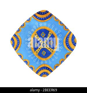 Aquarell geometrische Form in blauer Farbe. Heller ethnischer moderner Stil mit afrikanischen Motiven. Ideal für Textil, Stoff, Fliesen, Verpackung und andere Designs. Stockfoto