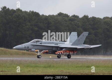 Spanische Luftwaffe McDonnell Douglas EF-18 Hornet bei NATO Tiger Treffen 2019 bei der französischen Luftwaffe Mont de Marsan BA118 Basis Stockfoto