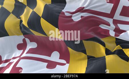 Flagge des amerikanischen Staates Maryland, Region der Vereinigten Staaten Stockfoto