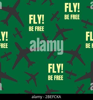 Abstrakte nahtlose Hintergrund-Design Stoff Textur mit fliegenden Flugzeug. Kreative Vektor endlose Stoff Muster mit Formen von kleinen Ebenen. Einfach Stock Vektor