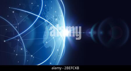 Futuristischer Hintergrund des globalen Internet-Netzwerks. Weltweite Globalisierung Vektorkonzept. Futuristische Connect World Digital, Globe Network Communication Illustration Stock Vektor