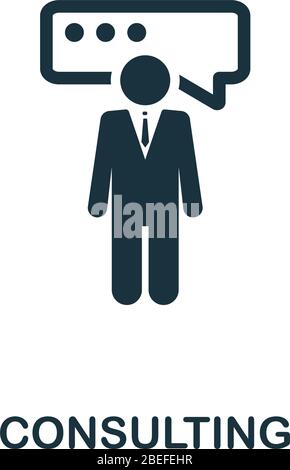 Symbol „Beratung“. Einfaches kreatives Element. Gefülltes Consulting Icon für Vorlagen, Infografiken und mehr Stock Vektor