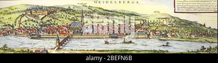 Heidelberg Braun-Hogenberg. Stockfoto
