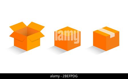 Karton-Boxen mockup isometrischen Stil Design Vektor Illustration Stock Vektor