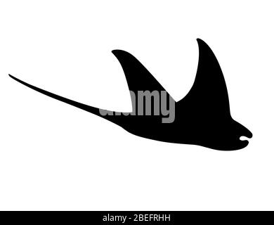 Schwarze Silhouette Manta ray Unterwasser Riese Tier mit Flügeln einfaches Charakter Design flache Vektor-Illustration auf weißem Hintergrund isoliert Stock Vektor