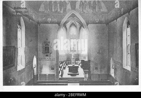 Heilbronn, Nikolaikirche, Kircheninneres um 1900. Quelle - Wilhelm Steinhilber, Evangelisch. Gesamtkirchengemeinde HN. Teil 2, die Nikolaikirche zu Heilbronn, Heilbronn 1965. Stockfoto