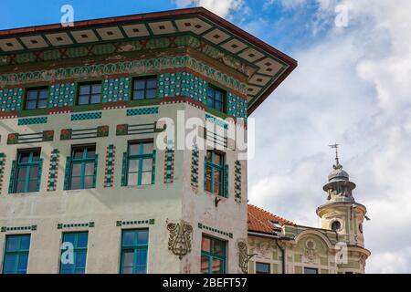 Hauptmann Haus am Preseren Platz, eines der Juwelen der Jugendstilarchitektur in Ljubljana, Slowenien Stockfoto