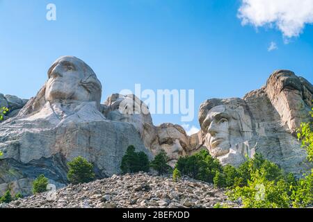 Rushmore natonal Denkmal an einem sonnigen Tag. Stockfoto