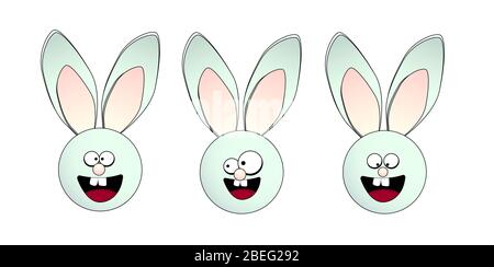 Lustige Kaninchen. Osterhasen. Vektorgrafik auf weißem Hintergrund.. Stock Vektor