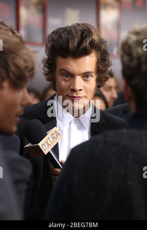 Harry Styles ist am 26. August 2013 bei der Uraufführung von 'One Direction: This is US' im Ziegfeld Theater in New York City. Stockfoto