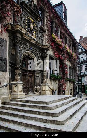 Quedlinburg, eine Stadt nördlich des Harzes, wurde 1994 von der UNESCO zum Weltkulturerbe erklärt. Stockfoto