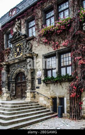 Quedlinburg, eine Stadt nördlich des Harzes, wurde 1994 von der UNESCO zum Weltkulturerbe erklärt. Stockfoto