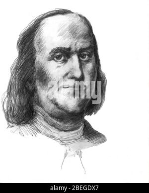 Benjamin Franklin, amerikanischer Universalgelehrter Stockfoto