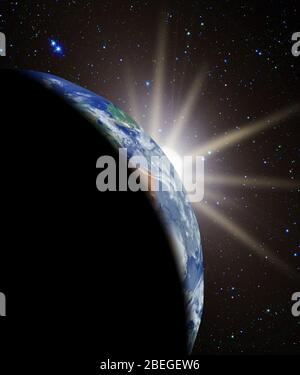 Sonnenaufgang über der Erde Stockfoto