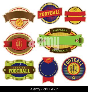 Eine Reihe von bunten Fantasy-Fußball-Embleme, Abzeichen und Etiketten Illustration. Vector EPS 10 verfügbar. Stock Vektor