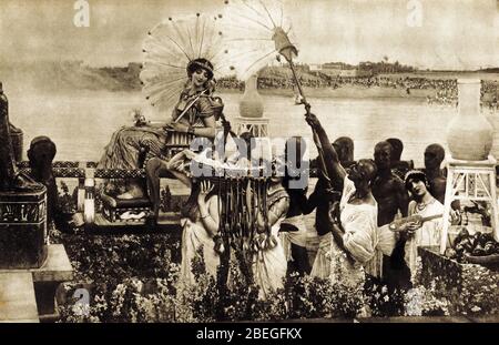 Illustration der Tochter des Pharao, die das Kind Moses im Nil findet, aus einer Reihe von Schulplakaten, die für Sozialstudien verwendet werden, c 1930 Stockfoto