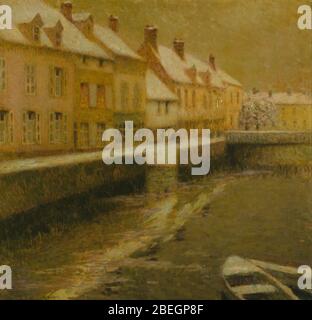 Henri Le Sidaner - Kanal in Brügge, Winter Stockfoto