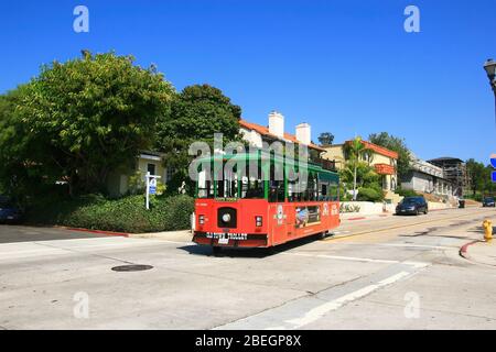 San Diego, 20. AUG 2009 - netter Trolley Tour Bus in der Altstadt Stockfoto